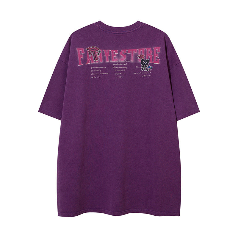 Cartoon Anime Print Distressed T-shirt