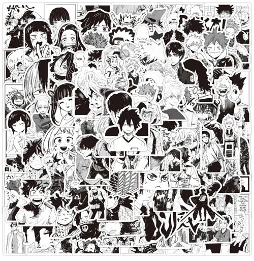 Anime Black White Mixed Stickers